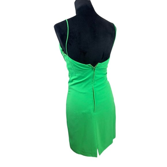 A.J. Bari Neiman Marcus Retro 80-90’s Green Mini Dress Ruffled Scoop Neck SZ10 - Picture 4 of 11